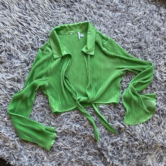 NWOT Princess Polly Venga Cropped Green Long Sleeve Top - Picture 8 of 8